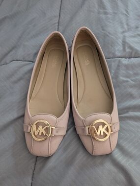 MICHAEL Michael Kors Blush Pink Logo Round-Toe Ballet Flats